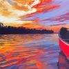 Abstract Canoe At Sunset Paint By Numbers