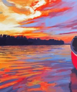 Abstract Canoe At Sunset Paint By Numbers