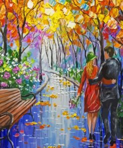 Abstract Couple Walking In Garden On Spring Paint By Numbers