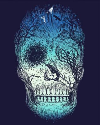 Abstract Skull And Tree Paint By Numbers