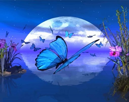 Aesthetic Butterflies And Moon Paint By Numbers