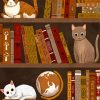 Aesthetic Cats On Bookshelf Paint By Numbers