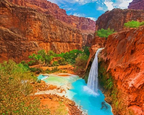 Aesthetic Grand Canyon Waterfall Paint By Numbers