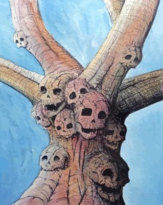 Aesthetic Skull And Tree Paint By Numbers