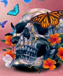 Aesthetic Skull With Butterflies Paint By Numbers