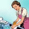 Aesthetic Woman Washing Dishes Paint By Numbers