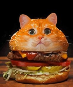 Aesthetic Burger Cat Paint By Numbers