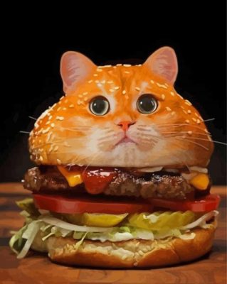 Aesthetic Burger Cat Paint By Numbers