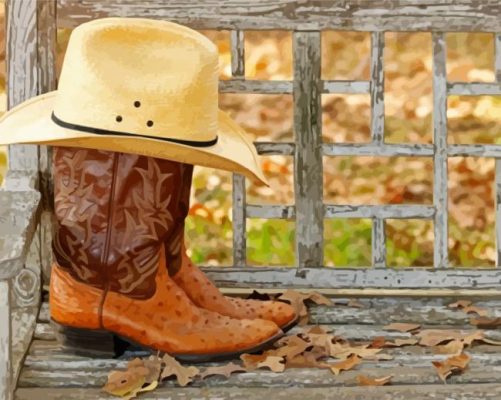 Aesthetic Cowboy Hat And Boots Paint By Numbers