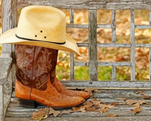 Aesthetic Cowboy Hat And Boots Paint By Numbers