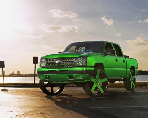 Aesthetic Green Chevy Paint By Numbers