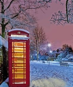 Aesthetic Phone Box In Snow Paint By Numbers