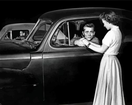 Black And White James Dean In A Car Paint By Numbers