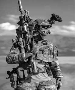 Black And White Navy Seals Paint By Numbers