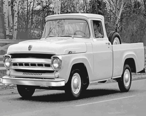 Black And White Old Ford Truck Paint By Numbers