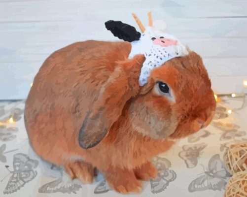 Brown Rabbit With Hat Paint By Numbers