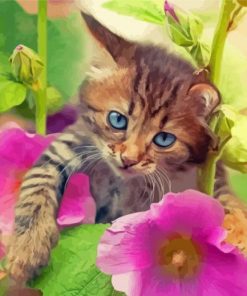 Cat With Flowers Paint By Numbers