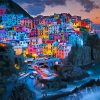 Colorful Buildings Night In Manarola Paint By Numbers