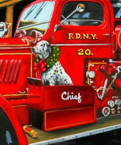 Dalmatian And Fire Truck Paint By Numbers