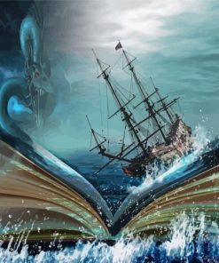 Fantasy Sea Book Ship Paint By Numbers