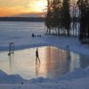 Ice Hockey On Lake Silhouette Paint By Numbers