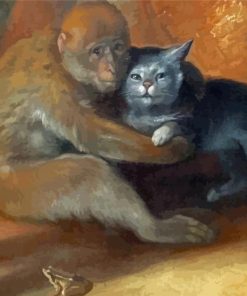 Monkey With Cat Paint By Numbers