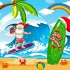 Santa Claus Surfing At The Beach Paint By Numbers