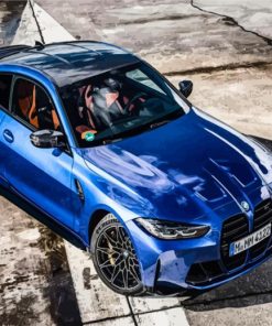 BMW M4 Blue Car View Paint By Numbers