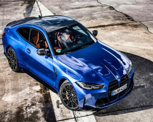 BMW M4 Blue Car View Paint By Numbers