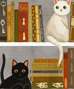 Cats On Bookshel Paint By Numbers