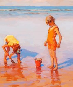 Children In The Sand Paint By Numbers