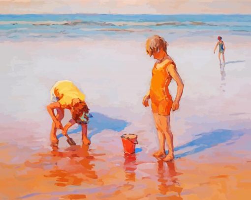 Children In The Sand Paint By Numbers