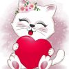 Cute Cat With Heart Paint By Numbers