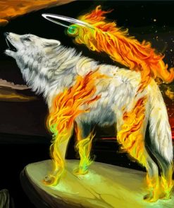 Fantasy Wolf On Fire Paint By Numbers