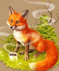 Fox Drinking Coffee Paint By Numbers