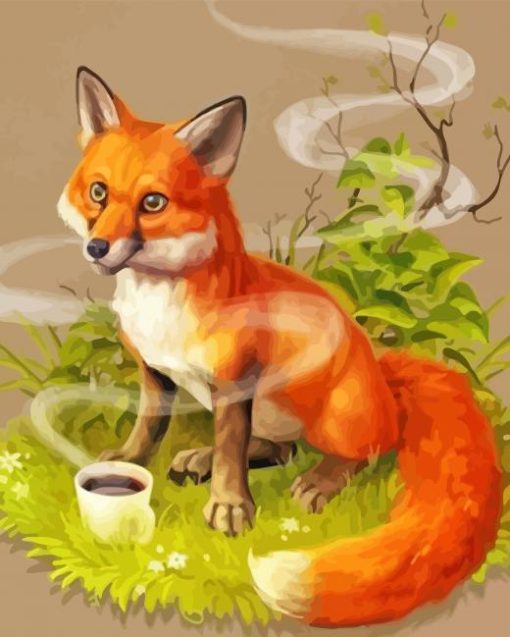 Fox Drinking Coffee Paint By Numbers