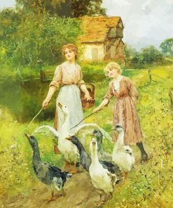 Girls With Geese Paint By Numbers