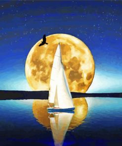 Sailboat During Moonlight Paint By Numbers