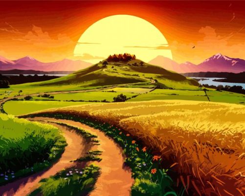 Sun Landscape Paint By Numbers