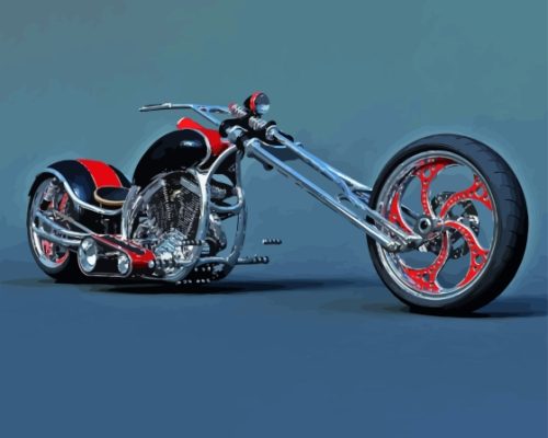 Black Red Chopper Bike Paint By Numbers