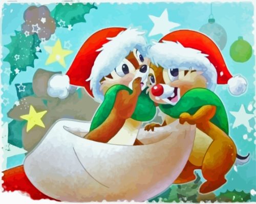 Christmas Chip N Dale Paint By Numbers