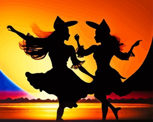 Witches Silhouette Paint By Numbers