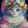 Floral Kitty Paint By Numbers