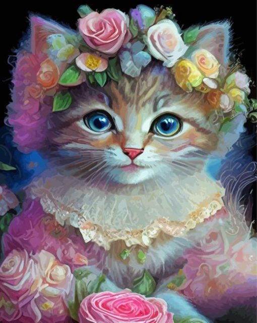 Floral Kitty Paint By Numbers