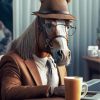 Horse Drinking Coffee Paint By Numbers