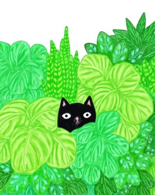 Monstera And Cat Paint By Numbers