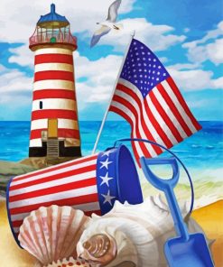 Patriotic Beach Paint By Numbers