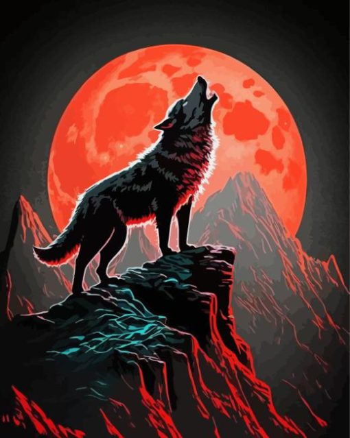 Moon Wolf Paint By Numbers