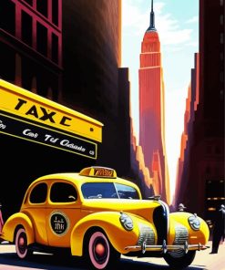 Retro Taxi Paint By Numbers