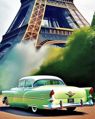 Car And Eiffel Tower Paint By Numbers